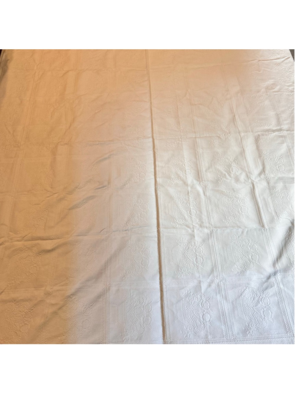ANICHINI Cotton Coverlet Sham King Made in Italy Floral Quiet Luxury Cream Heavy